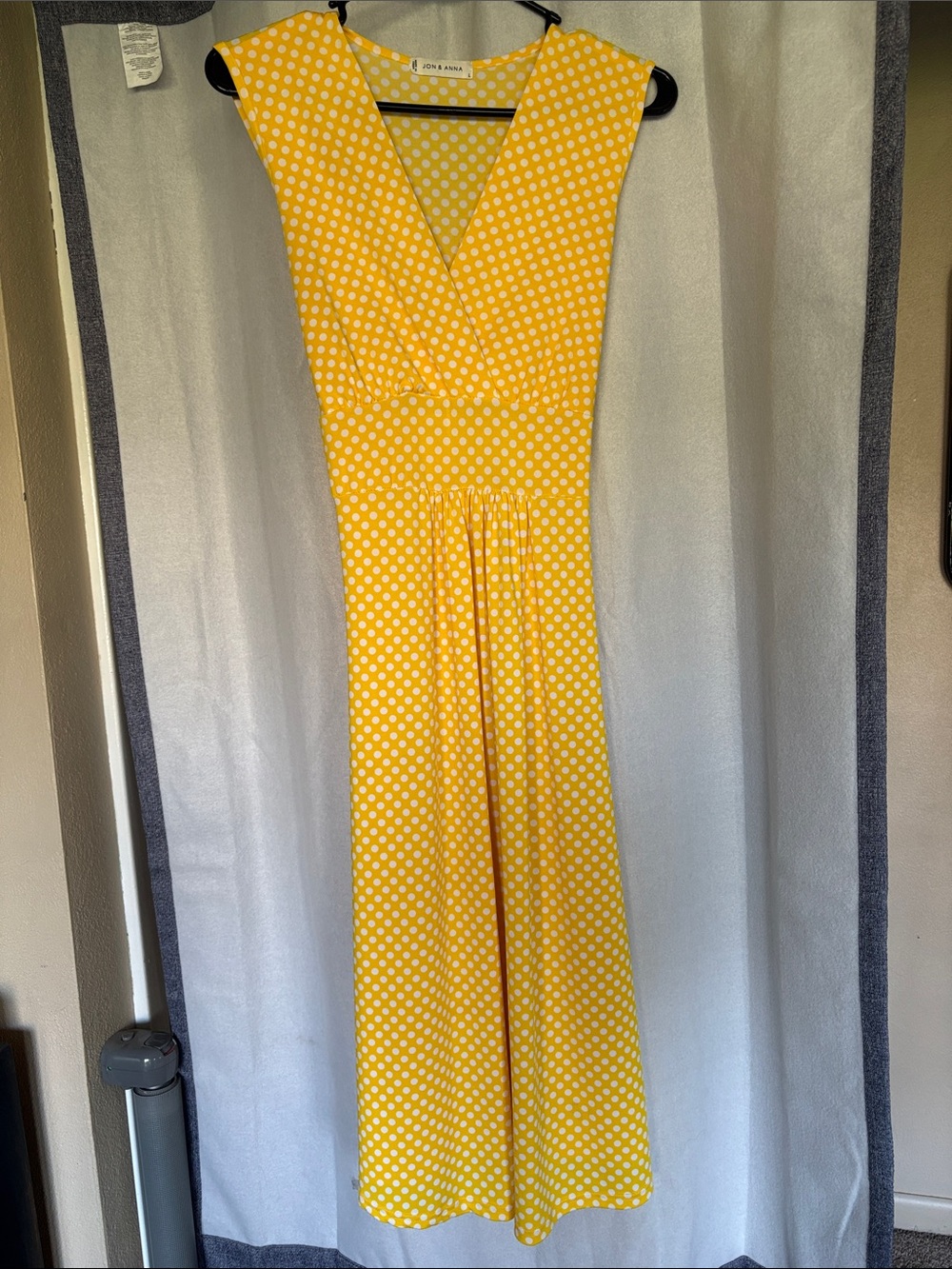 Jon & Anna Yellow Polka Dot V-Neck Maxi Dress